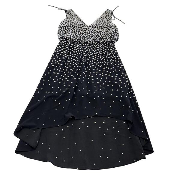 Adrianna Papell Dress Womens 2 Polka Dot High Low Midi Cocktail Party - Picture 1 of 7